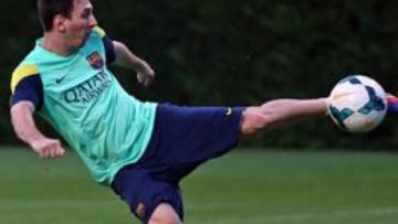 Messi, durante el último entrenamiento del Barcelona.