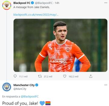 Los clubes de fútbol muestran su apoyo a Jake Daniels