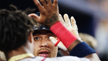 The Colombian striker paid a visit to the Florida MLB team at LoanDepot Park in Miami ahead of the game against the Braves.