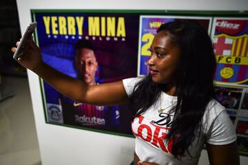 A woman at the Yerry Mina foundation in his hometown Guachené, Colombia.