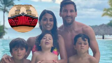 Imagen de Antonela Roccuzzo, Leo Messi, Thiago, Mateo y Ciro.