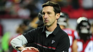 ATLANTA, GA - JANUARY 22: Kyle Shanahan offensive coordinator of the Atlanta Falcons who will be named head coach of the San Francisco 49ers at the conclusion of this season warms ups prior to the NFC Championship Game against the Green Bay Packers at the Georgia Dome on January 22, 2017 in Atlanta, Georgia. Scott Cunningham/Getty Images/AFP
== FOR NEWSPAPERS, INTERNET, TELCOS & TELEVISION USE ONLY ==