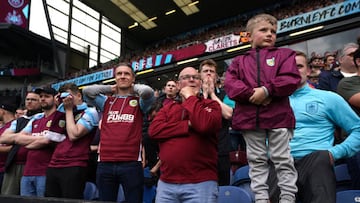 Burnley fans react to relegation to the Sky Bet Championship during the Premier League match at Turf Moor