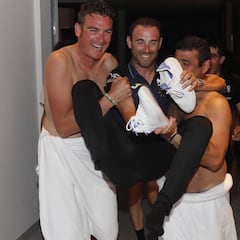 Valverde acabó en la piscina en la fiesta de la Selección