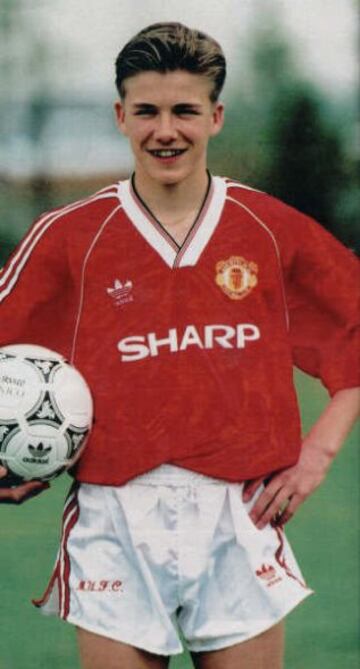 David Beckham con el Juvenil del Manchester United. 