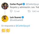 Puyol muestra "todo" su "apoyo" a Messi y Luis Suárez aplaude sus palabras