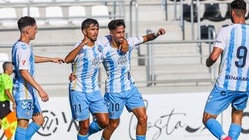 David Larrubia festeja un con contra el Córdoba.