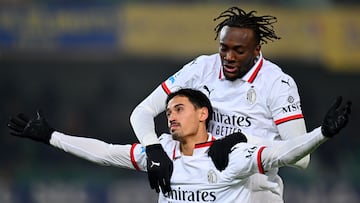 Reijnders celebra su gol contra el Verona en la Serie A.
