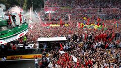 Leclerc en el podio de Monza.