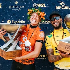 Stephanie Gilmore y Filipe Toledo, nuevos reyes de la World Surf League