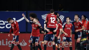 Jugadores de Osasuna celebran un gol la pasada temporada.