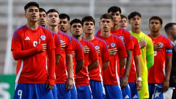 Futbol, Chile vs Argentina.
Partido amistoso categoria sub 20.
El equipo de la seleccion chilena es fotografiado durante un partido amistoso de la categoria sub 20 contra Argentina disputado en el estadio Nicolas Chahuan de La Calera, Chile.
17/01/2025
Andres Pina/Photosport
Football, Chile vs Argentina.
U-20 friendly match.
Chile’s team are pictured during a U-20 friendly match against Argentina at the Nicolas Chahuan stadium in La Calera, Chile.
17/01/2025
Andres Pina/Photosport