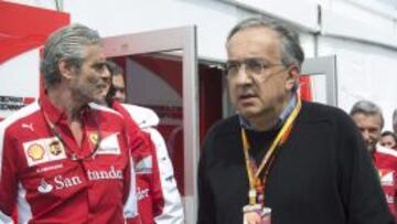 Sergio Marchionne, presidente de Ferrari, con Arrivabene.
