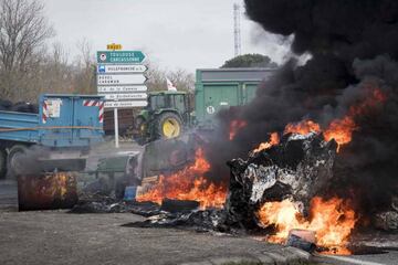 Barricadas de los agricultores en las cercanías de Toulouse.