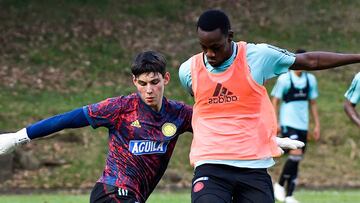 Jhon Jáder Durán durante un entrenamiento con la Selección Colombia Sub 20.