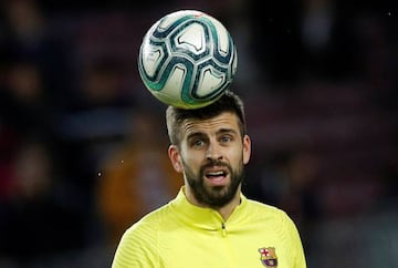 Barcelona's Gerard Pique during the warm up before the match