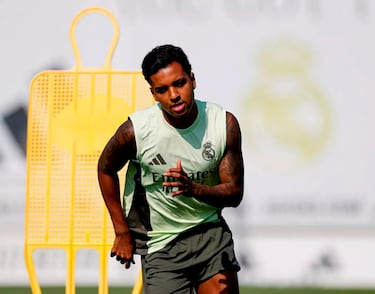 Rodrygo durante el entrenamiento. 