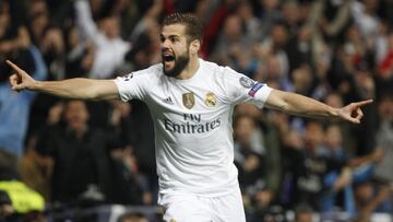 Nacho celebra el gol que le anotó al PSG en noviembre de 2015 en un partido de Champions League.