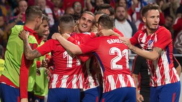 Los jugadores del Atl&eacute;tico celebran un gol. 