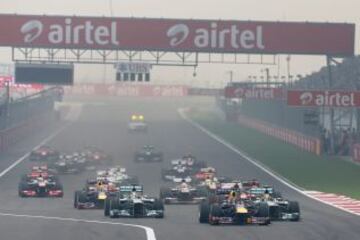 Salida del Gran Premio de la India en el Circuito Internacional de Buddh