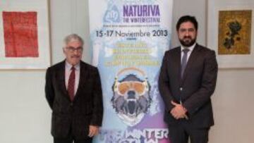 Aureli Bisbe, presidente de ATUDEM, y Ra&uacute;l Calleja, director de la feria Naturiva, durante la presentaci&oacute;n en Madrid.