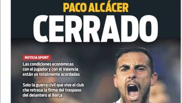 Portada del Diario Sport del día 25 de agosto de 2016.