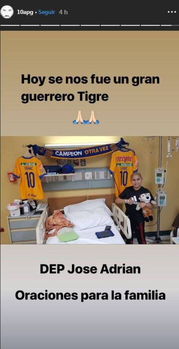 Gignac lamenta el fallecimiento de un niño seguidor de Tigres