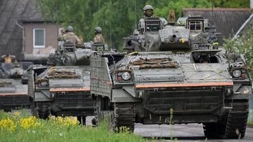 VORU, ESTONIA - MAY 26: Royal Tank regiment take part in maneuvers during NATO exercise Hedgehog on the Estonian Latvian border on May 26, 2022 in Voru, Estonia. Military personnel from fourteen countries sees fifteen thousand troops take part in one of t