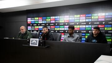 Presentacion de Álex Millán, Salim El Jebari y Pepín Machín. tres jugadores nuevos del FC Cartagena hasta final de temporada, sala de prensa Estadio Cartagonova, Cartagena Region de Murcia, 16 Enero de 2025.