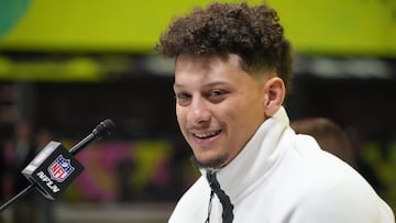 Feb 3, 2025; New Orleans, LA, USA; Kansas City Chiefs quarterback Patrick Mahomes (15) during Super Bowl LIX Opening Night at Ceasars Superdome. Mandatory Credit: Kirby Lee-Imagn Images