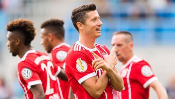 Lewandowski celebrando un gol en la Copa de Alemania.