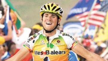Valverde muestra su alegría al ganar la etapa.