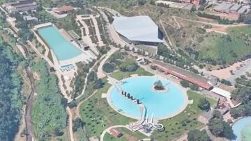 Vista a&eacute;rea del proyecto de piscina de olas artificiales de Sabadell, en el cauce del r&iacute;o Ripoll. 