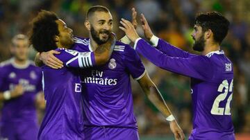 Real Madrid celebrate against Betis