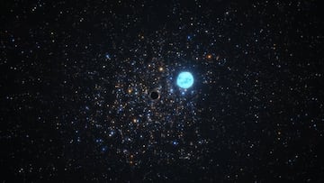 Reproducción artística del agujero negro detectado en NGC 1850 deformando a su estrella compañera
ESO
11/11/2021