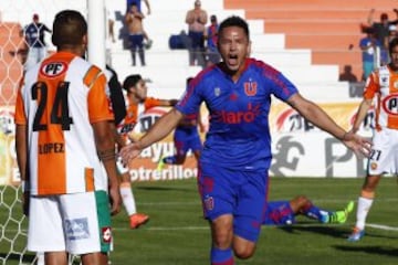 El último gol por Universidad de Chile, el 28 de febrero del 2016 ante Cobresal en El Salvador.