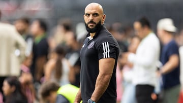 FORT LAUDERDALE, FLORIDA - MAY 18: Yassine Chueko the body guard for Lionel Messi of Inter Miami CF before the start of a MLS League game against D.C.United (0) at the Chase Stadium on May 18th, 2024 in Fort Lauderdale, Florida, USA. (Photo by Simon Bruty/Anychance/Getty Images)