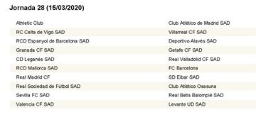 Complete LaLiga fixture list 2019/2020