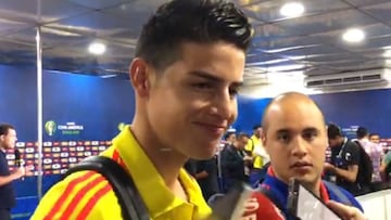 James y su risa nerviosa cuando le preguntan por Ancelotti