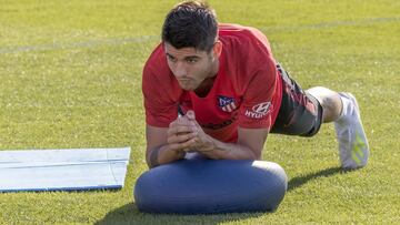 Álvaro Morata, durante un entrenamiento del Atlético de Madrid.