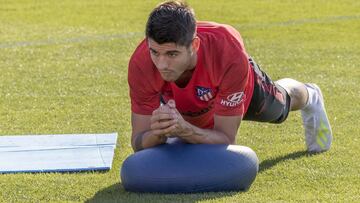 &Aacute;lvaro Morata, durante un entrenamiento del Atl&eacute;tico de Madrid.