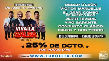 Concierto Viva la Salsa de Amor y Amistad: últimos días de descuentos y promoción en la boletería