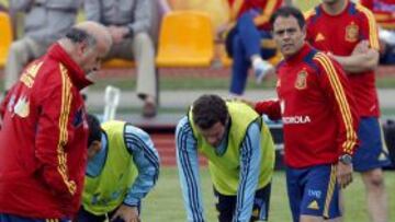 Javier Miñano, preparador físico de la Roja, durante una sesión de entrenamiento.
