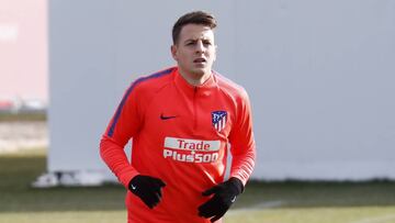 Arias, en el entrenamiento del Atlético.
