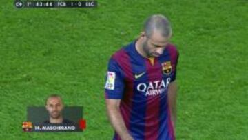 Mascherano fue expulsado por derribar a Rodrigues en el 44'