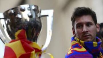 Messi, durante la celebraci&oacute;n de ayer.