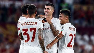 Jugadores de la Roma celebran un gol en el amistoso de pretemporada contra el Shakhtar Donetsk.