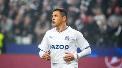 Alexis SANCHEZ of Olympique de Marseille (OM) during the UEFA Champions League match between Francfort and Marseille at Deutsche Bank Park on October 26, 2022 in Frankfurt am Main, Germany. (Photo by Hugo Pfeiffer/Icon Sport via Getty Images)