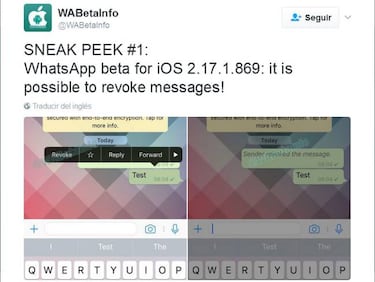 Podrás borrar los mensajes de WhatsApp que no hayan sido leídos