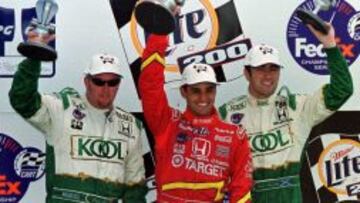 Podio Mid-Ohio 1999. Paul Tracy, Juan Pablo Montoya y Dario Franchitti.